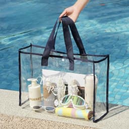 Foldable Clear Waterproof Swimming Bag Large Capacity Portable Beach Tote Handbag for Travel Clothes Toiletries Storage