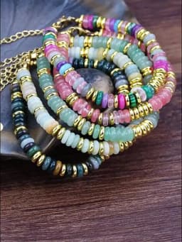 Natural Stone Colorful Mix-Gemstones Beaded Bracelet Bohemian Women's Sweet And Cute Summer Vacation Handmade Jewelry