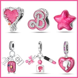 925 Silver Plated Magic Mirror Perfume Princess Angel Trunk Pink Charms Beads Fit Pandach 925 Original Bracelet Fine DIY Jewelry