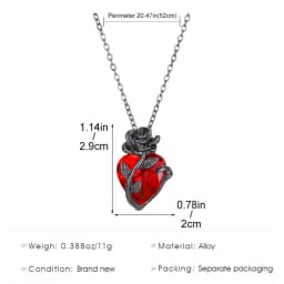 Gothic Rose Red Love Necklace Women's Y2K Grunge Jewelry Dainty Silver Color Tonebloody Human Heart Pendant Personalized Gifts