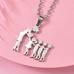 Girls Boy Children Stainless Steel Family Necklaces Mama Pendants Necklace Birthday Gifts For Women Jewelry Mother's Day Jewelry