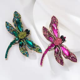 Large Size Luxury Crystal Dragonfly Brooch Colorful Rhinestone Insect Brooches Girls Cute Pins Personality Corsage Accessories