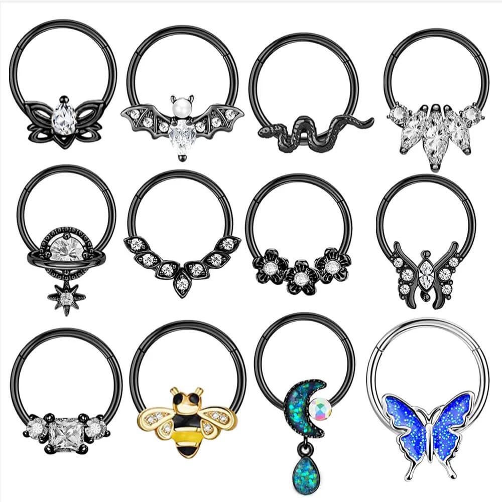 16G Stainless Steel Septum Ring Nose Hoop Ring Bee Bat Septum Piercing Cartilage Hoop Helix Tragus Daith Small Earrings