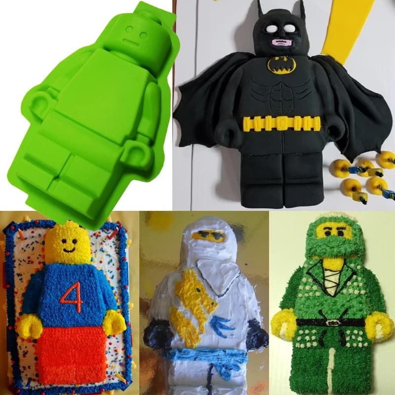Large Silicone Minifigure Cake Pan Robot Breakable Chocolate Mold DIY Moule Baking Tray For Kids Birthday Party Pastry Accessory
