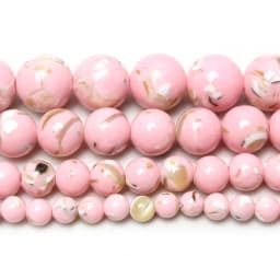Natural Second Generation Pink Shell Turquoises Stone Loose Round Beads for Jewelry Making Diy Bracelet Necklace 4-12mm 15"