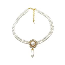 SHMIK Elegant Vintage Palace Full Pearl Pendant Necklace Chains Earrings For Women Lady Classic Exquisite Chorker Chains Jewelry