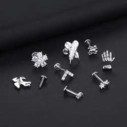 1PC 16G Steel Crystal Flower Mini Stud Earring Piercings Feather Lighting Star Helix Cartilage Tragus Lobe Ear Piercings Jewelry