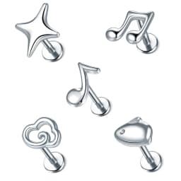 1PC 16G Steel Crystal Flower Mini Stud Earring Piercings Feather Lighting Star Helix Cartilage Tragus Lobe Ear Piercings Jewelry