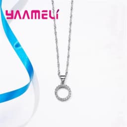 925 Sterling Silver Stamped Bridal Jewelry Sets Beads Cubic Zirconia Necklaces Hoop Earrings Women Girls Engagement Anniversary