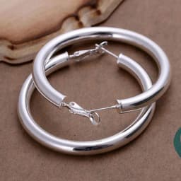 Fashion Pretty Nice Fashion Women 925 Sterling Silver Party 5cm Round Earring Jewelry Big Circle Lady Wedding Free Shipping