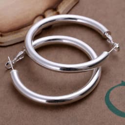 Fashion Pretty Nice Fashion Women 925 Sterling Silver Party 5cm Round Earring Jewelry Big Circle Lady Wedding Free Shipping