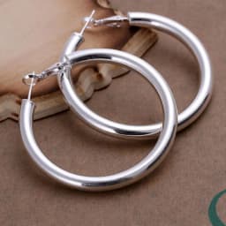 Fashion Pretty Nice Fashion Women 925 Sterling Silver Party 5cm Round Earring Jewelry Big Circle Lady Wedding Free Shipping