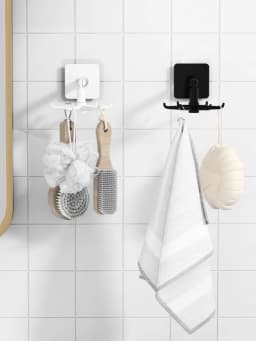 1pc 360 Degree Rotatable Pp Punch Free Six Claw Hook Kitchen Spatula Spoon Storage Wall Mounted Hanger