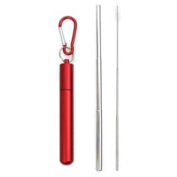 Reusable Telescopic Straw Metal 304 Stainless Steel Straw with Cleaning Brush Carry Case Collapsible Portable Drinking Straw Set