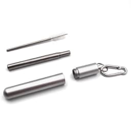 Reusable Telescopic Straw Metal 304 Stainless Steel Straw with Cleaning Brush Carry Case Collapsible Portable Drinking Straw Set