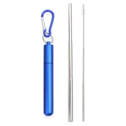 Reusable Telescopic Straw Metal 304 Stainless Steel Straw with Cleaning Brush Carry Case Collapsible Portable Drinking Straw Set
