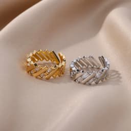Zircon Bar Rings For Women Gold Plated Stainless Steel Bar Opening Ring 2023 Trending Luxury Wedding Aesthetic Jewelry anillos