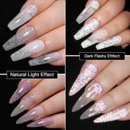 Mtssii Reflective Glitter Gel Pink Sparkling Sequins Gel Nail Polish Soak Off UV Nail Gel Semi-permanent Nail Art Decoration