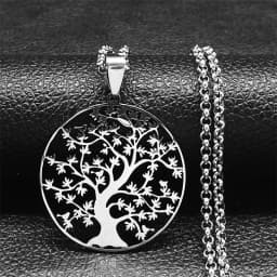 2026 Tree of Life Stainless Steel Long Necklace for Men Black Color Necklaces & Pendants Jewelry Cadenas Para Hombre N834S03
