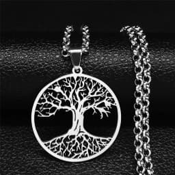 2026 Tree of Life Stainless Steel Long Necklace for Men Black Color Necklaces & Pendants Jewelry Cadenas Para Hombre N834S03