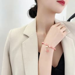 Pink Crystal Natural Stone Bracelet Reiki Energy Strand Bracelets Bangles For Women Prayer Blessing Health Wristband Jewelry A-