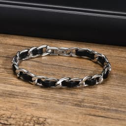 Vnox Men Black Chain Bracelets for Women, Stylish 7.5MM Stainless Steel Cuban Links Chain Wristband Gift Jewelry