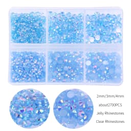2700Pcs/Box 2/3/4mm AB Jelly Nail Rhinestones Resin Flatback Clear Nail Gem Stone for DIY Nail Art Decoration Accessories