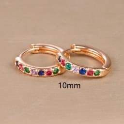 2pcs Stainless Steel Minimal Hoops Earrings for Women Round Circle Punk Helix Tragus Rainbow CZ Huggie Earring Piercing Jewelry
