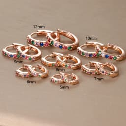 2pcs Stainless Steel Minimal Hoops Earrings for Women Round Circle Punk Helix Tragus Rainbow CZ Huggie Earring Piercing Jewelry