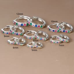 2pcs Stainless Steel Minimal Hoops Earrings for Women Round Circle Punk Helix Tragus Rainbow CZ Huggie Earring Piercing Jewelry
