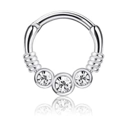 Drperfect 16G Septum Clicker Ring Stainless Steel CZ Opal Cartilage Helix Tragus Daith Earring Nose Rings Hoop Piercing Jewelry
