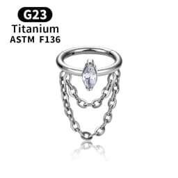 ASTM F136 G23 Titanium Women Tragus Cartilage Helix Conch Piercing Hoop Earrings Chain 16G Zircon Ear Piercing Ring Body Jewelry