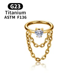 ASTM F136 G23 Titanium Women Tragus Cartilage Helix Conch Piercing Hoop Earrings Chain 16G Zircon Ear Piercing Ring Body Jewelry