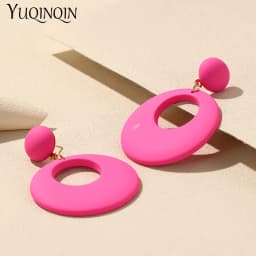 New Trendy Big Acrylic Resin Dangle Earrings For Women Long Geometric Round Hanging Drop Earring for Grils Travel Korean Jewelry