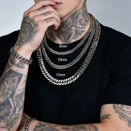 HNSP Stainless Steel Waterproof Cuban Link Chain Necklace For Men Jewelry Thick Heavy Chain 8/10/12/14MM Punk Rock Accessories