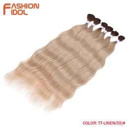 FASHION IDOL 6Pcs Water Wave Hair Bundles Synthetic Hair Extensions 20 inch Ombre Blonde Fake Hair Weave Body Wave Fiber Hair