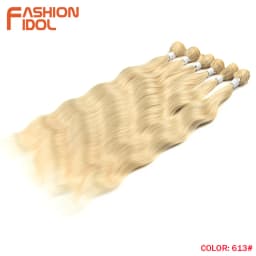 FASHION IDOL 6Pcs Water Wave Hair Bundles Synthetic Hair Extensions 20 inch Ombre Blonde Fake Hair Weave Body Wave Fiber Hair