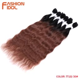 FASHION IDOL 6Pcs Water Wave Hair Bundles Synthetic Hair Extensions 20 inch Ombre Blonde Fake Hair Weave Body Wave Fiber Hair