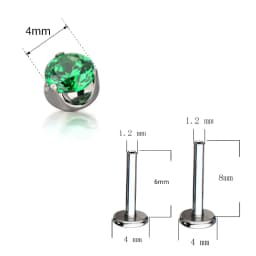 ASTM F136 Titanium Skin Surface PIERC Ear Lip Nose Studs with CZ Top Labret Threaded Earrings Multi Size Body Piercing Jewelry