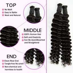 Natural Human Braiding Hair 22 24 Inch Deep Water Wave Bulk Human Hair for Boho Braids No Weft 16A Virgin Curly Hair Extensions