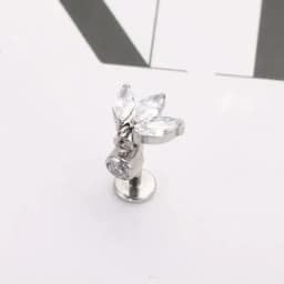 ASTM F136 Titanium Three Marquises with CZ Dangle Cartilage Helix Tragus Piercing Lotus Flower Flat Back Earring Body Jewelry