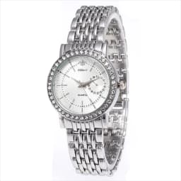 Elegant Women's Two Tone Crystal Watch Stainless Steel Band Quartz Wristwatch Ladies Dress Watches