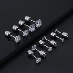 2pcs 20G Hypoallergenic Titanium Steel Stud Earrings for Men Women, Zircon Screw Back Earring Cartilage Tragus Ear Piercing Gift