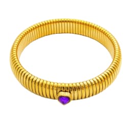 Waterproof Stainless Steel Retro Elasticity Thick Metal Polish Bracelet 18K Gold Plated Trend Fashion Unisex Jewelry Men Women
