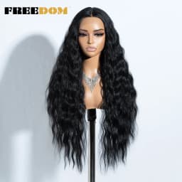FREEDOM Curly Synthetic Lace Front Wigs For Women 30 Inches Soft Wavy Ombre Blonde Ginger Highlight Cosplay Wigs Heat Resistant
