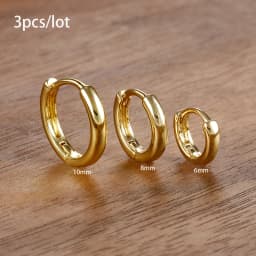 3 PCS/Set Simple Stainless Steel Crystal Small Hoop Earring Women Tiny Gold Color Cartilage Piercing Earring Minimalism Jewelry