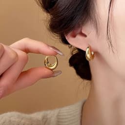 Punk Oval Hoop Earrings Metallic Geometric Ear Buckle Minimalist Style U-shaped Ear Buckle Daily Life Earring Accessories K-
