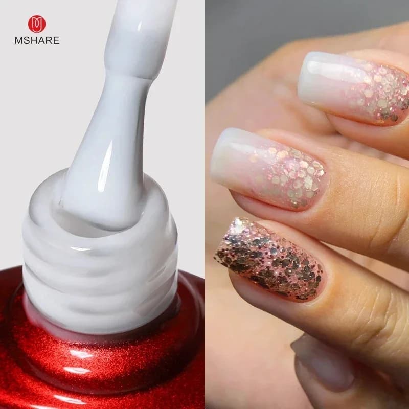 MSHARE Milky White No Wipe Top Coat UV LED Gel Jelly Color Top Gel Sosk Off Gel Polish Strengthen Semi Permanent Vernis 10/30ml