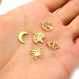 10pcs/lot 316 Stainless Steel Gold Plated Tree Moon Butterfly Small Charms Pendant For Necklace DIY Jewelry Making