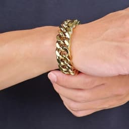 Gold Plated Men's Chunky Chain Bracelet,Stainless Steel Thick Cuban Chain Wristband,Hip Hop Punk Luxury Jewelry Gift for Him